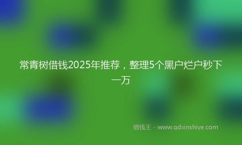 常青树借钱2025年推荐，整理5个黑户烂户秒下一万