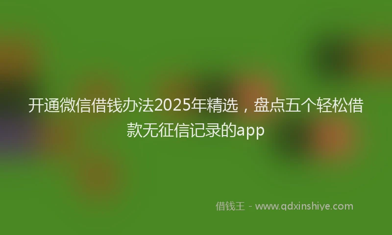 开通微信借钱办法2025年精选，盘点五个轻松借款无征信记录的app