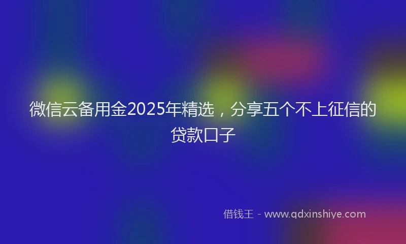 微信云备用金2025年精选，分享五个不上征信的贷款口子