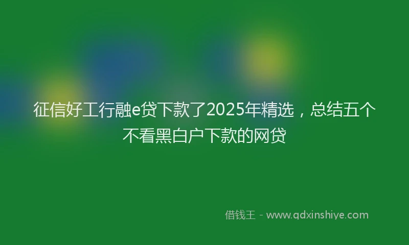征信好工行融e贷下款了2025年精选，总结五个不看黑白户下款的网贷