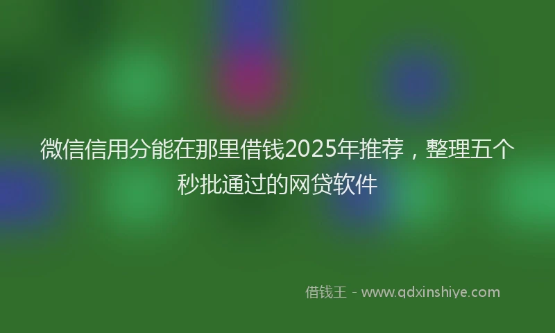 微信信用分能在那里借钱2025年推荐，整理五个秒批通过的网贷软件