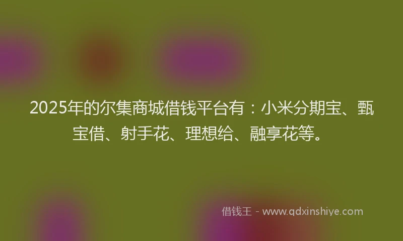 2025年的尔集商城借钱平台有：小米分期宝、甄宝借、射手花、理想给、融享花等。