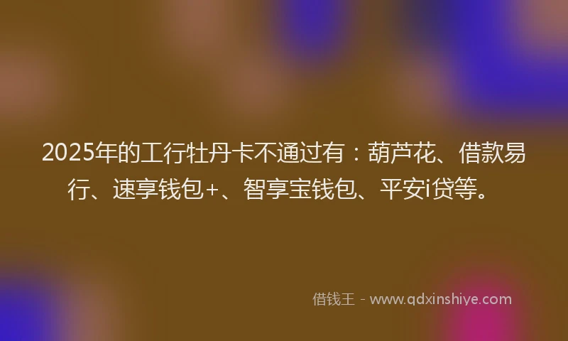 2025年的工行牡丹卡不通过有：葫芦花、借款易行、速享钱包+、智享宝钱包、平安i贷等。