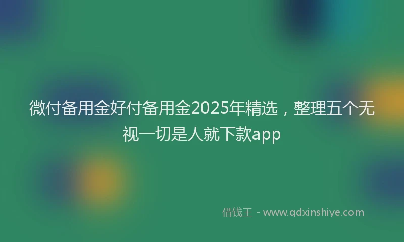 微付备用金好付备用金2025年精选，整理五个无视一切是人就下款app