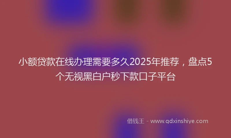 小额贷款在线办理需要多久2025年推荐，盘点5个无视黑白户秒下款口子平台
