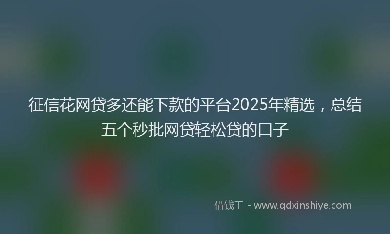 征信花网贷多还能下款的平台2025年精选，总结五个秒批网贷轻松贷的口子
