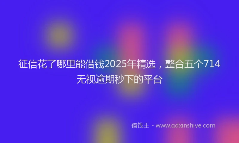 征信花了哪里能借钱2025年精选，整合五个714无视逾期秒下的平台