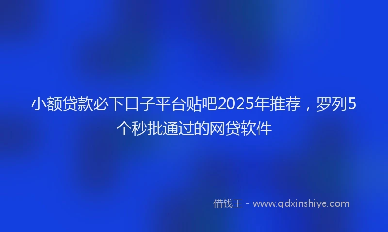 小额贷款必下口子平台贴吧2025年推荐，罗列5个秒批通过的网贷软件