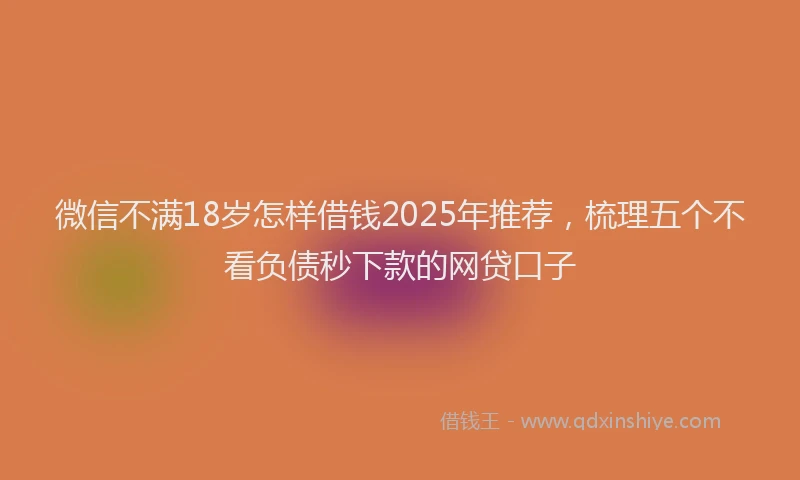 微信不满18岁怎样借钱2025年推荐，梳理五个不看负债秒下款的网贷口子