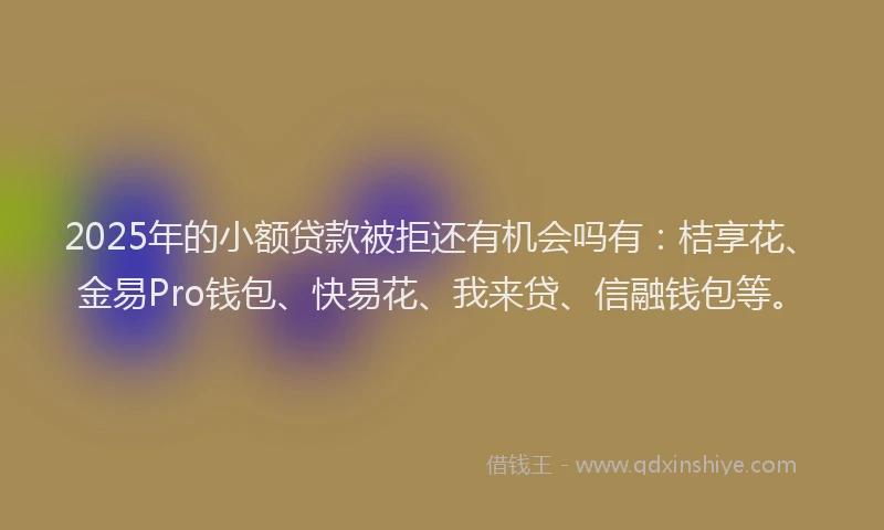 2025年的小额贷款被拒还有机会吗有：桔享花、金易Pro钱包、快易花、我来贷、信融钱包等。