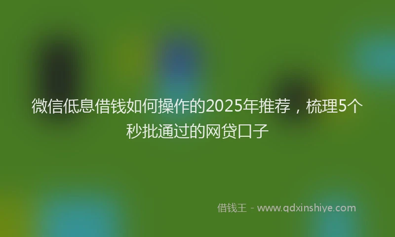 微信低息借钱如何操作的2025年推荐，梳理5个秒批通过的网贷口子
