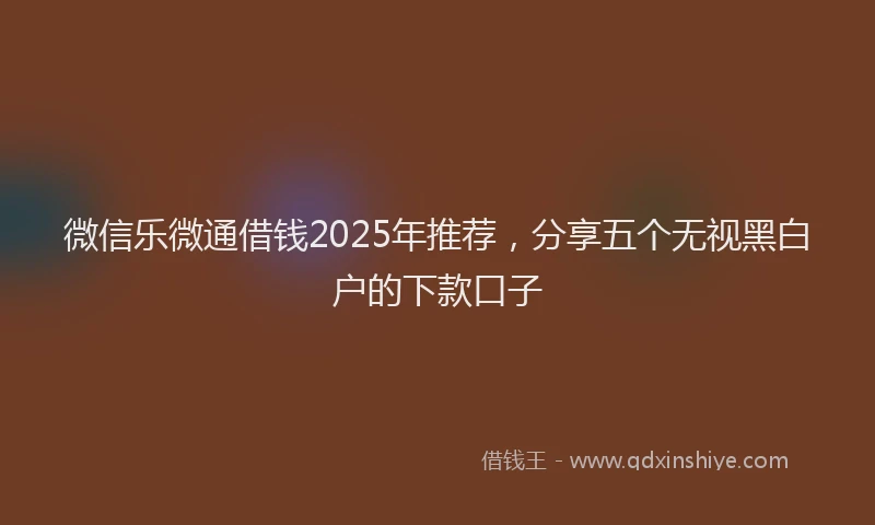 微信乐微通借钱2025年推荐，分享五个无视黑白户的下款口子