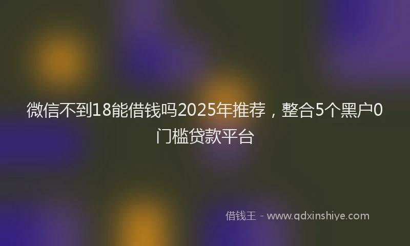 微信不到18能借钱吗2025年推荐，整合5个黑户0门槛贷款平台