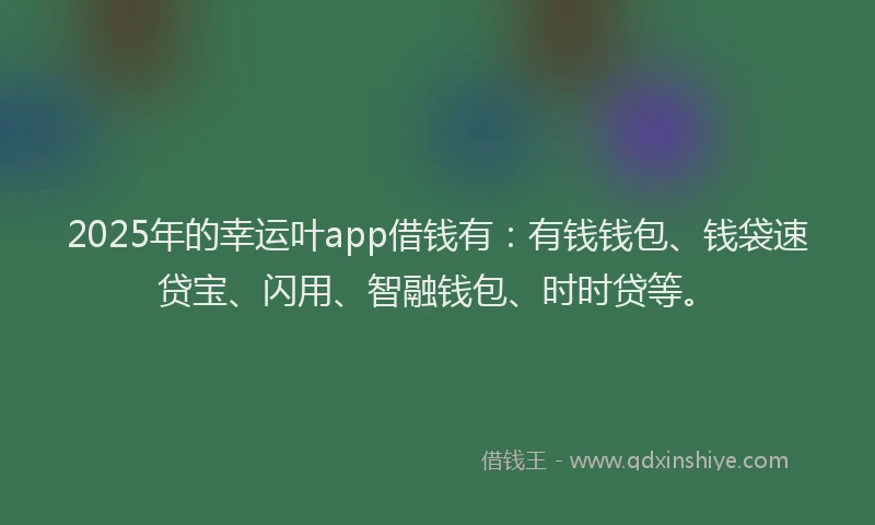 2025年的幸运叶app借钱有：有钱钱包、钱袋速贷宝、闪用、智融钱包、时时贷等。