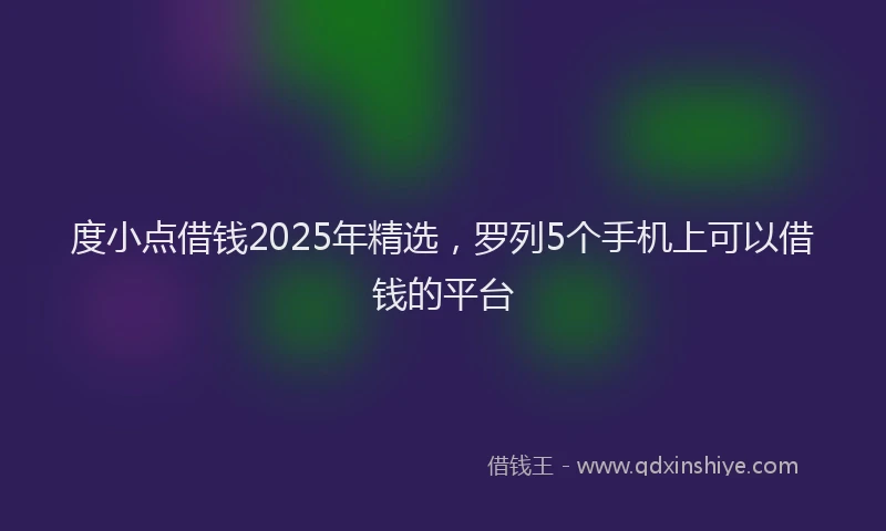 度小点借钱2025年精选，罗列5个手机上可以借钱的平台