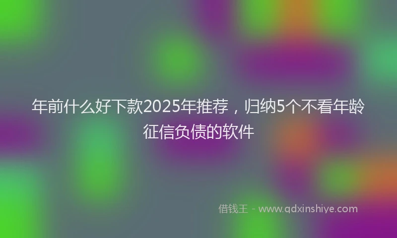 年前什么好下款2025年推荐，归纳5个不看年龄征信负债的软件