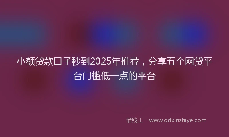 小额贷款口子秒到2025年推荐，分享五个网贷平台门槛低一点的平台