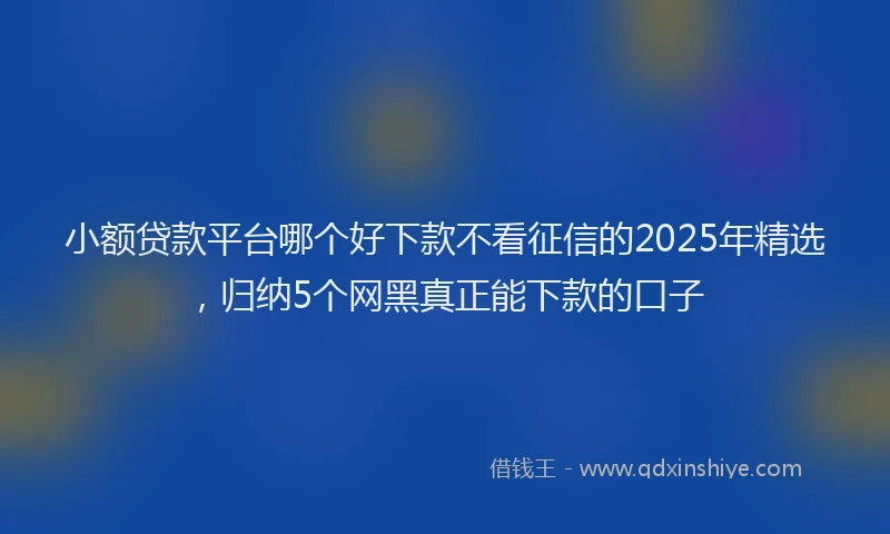 小额贷款平台哪个好下款不看征信的2025年精选，归纳5个网黑真正能下款的口子