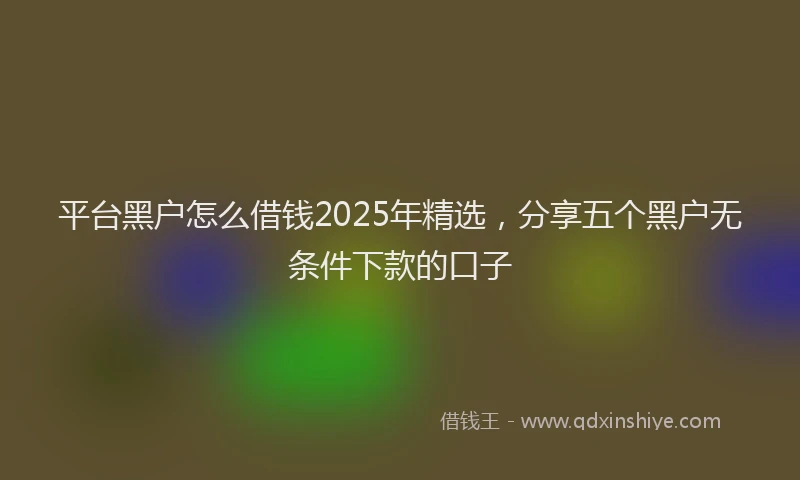 平台黑户怎么借钱2025年精选，分享五个黑户无条件下款的口子