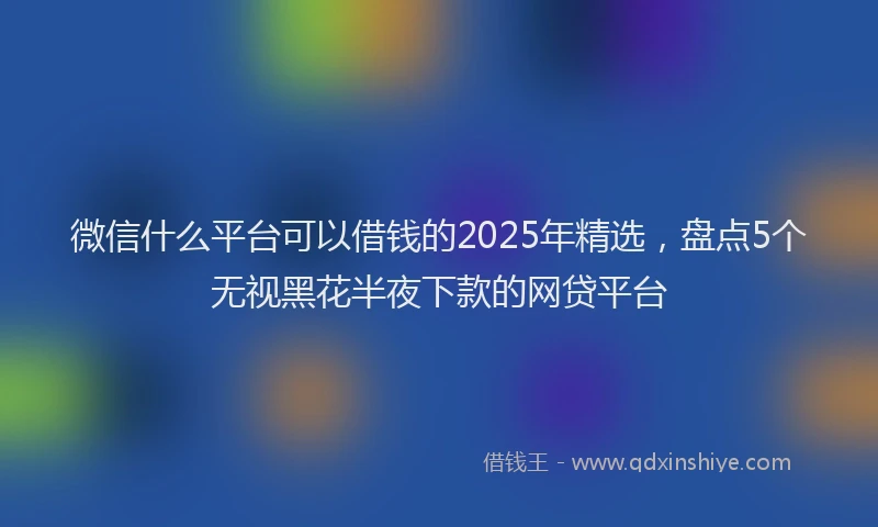 微信什么平台可以借钱的2025年精选，盘点5个无视黑花半夜下款的网贷平台