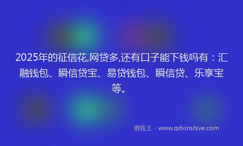 2025年的征信花,网贷多,还有口子能下钱吗有：汇融钱包、瞬信贷宝、易贷钱包、瞬信贷、乐享宝等。