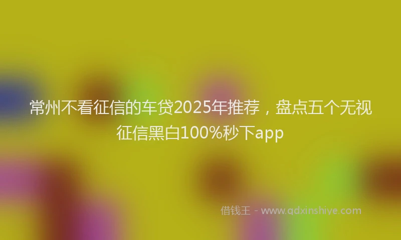 常州不看征信的车贷2025年推荐，盘点五个无视征信黑白100%秒下app