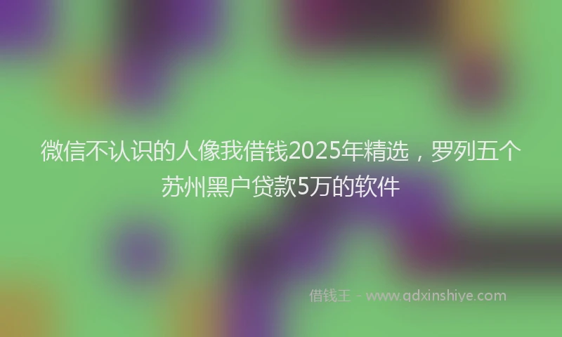 微信不认识的人像我借钱2025年精选，罗列五个苏州黑户贷款5万的软件