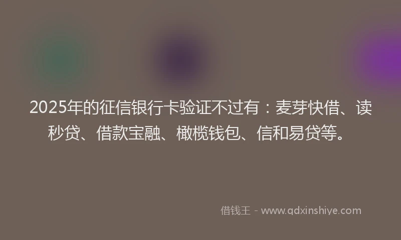 2025年的征信银行卡验证不过有：麦芽快借、读秒贷、借款宝融、橄榄钱包、信和易贷等。
