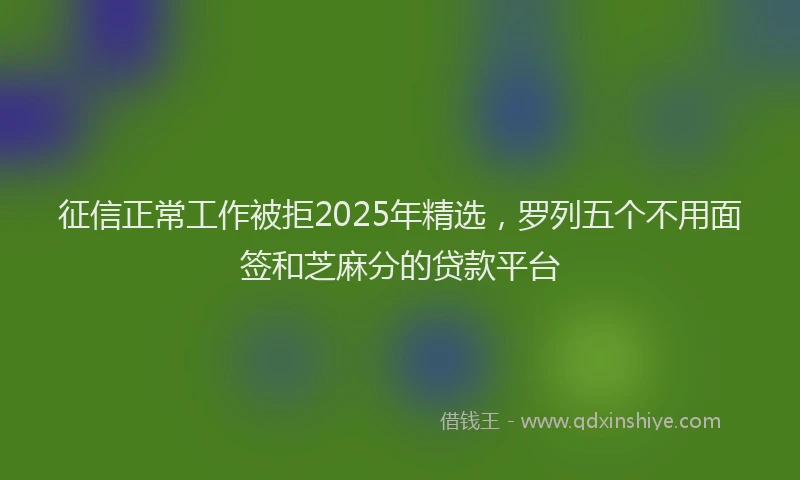 征信正常工作被拒2025年精选，罗列五个不用面签和芝麻分的贷款平台