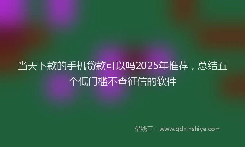 当天下款的手机贷款可以吗2025年推荐，总结五个低门槛不查征信的软件