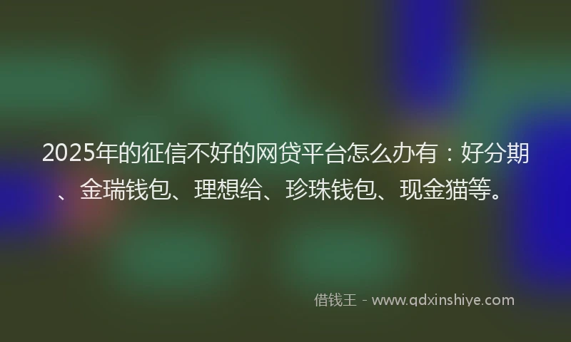 2025年的征信不好的网贷平台怎么办有：好分期、金瑞钱包、理想给、珍珠钱包、现金猫等。