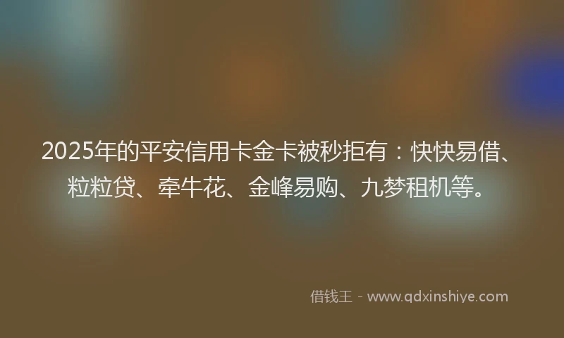 2025年的平安信用卡金卡被秒拒有：快快易借、粒粒贷、牵牛花、金峰易购、九梦租机等。