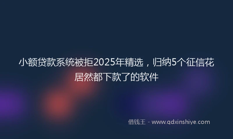 小额贷款系统被拒2025年精选，归纳5个征信花居然都下款了的软件