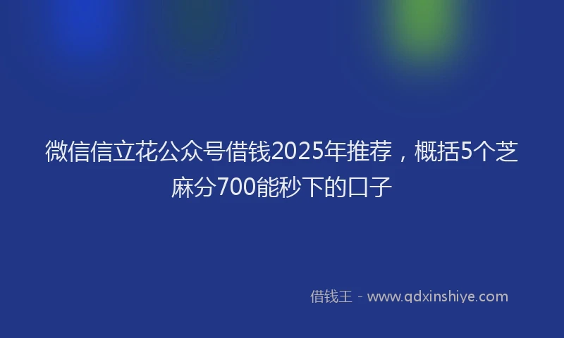 微信信立花公众号借钱2025年推荐，概括5个芝麻分700能秒下的口子