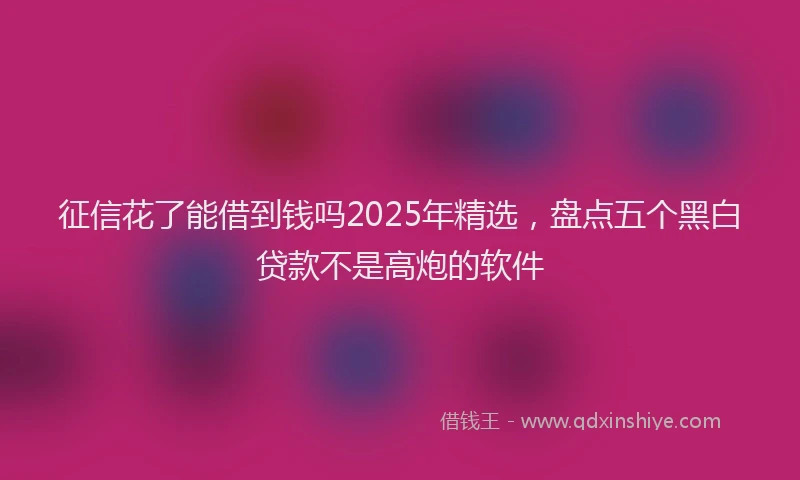 征信花了能借到钱吗2025年精选,盘点五个黑白贷款不是高炮的软件