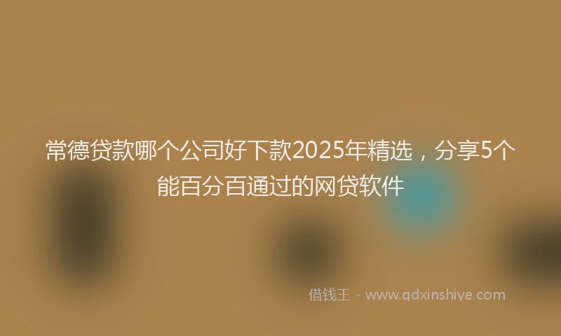 常德贷款哪个公司好下款2025年精选，分享5个能百分百通过的网贷软件