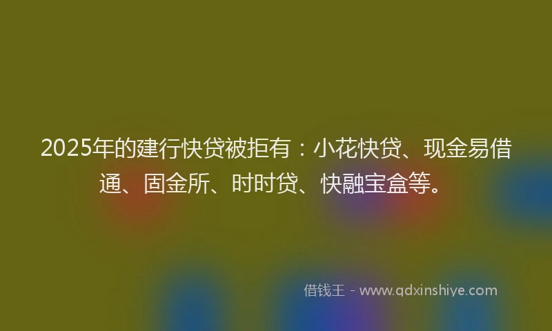 2025年的建行快贷被拒有：小花快贷、现金易借通、固金所、时时贷、快融宝盒等。