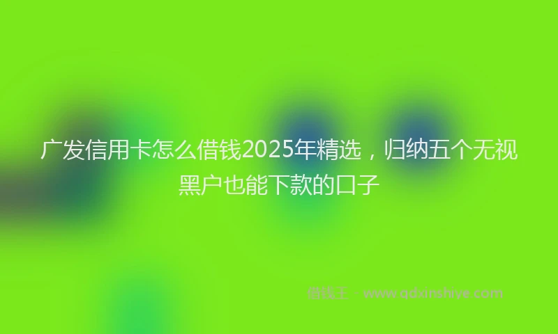 广发信用卡怎么借钱2025年精选，归纳五个无视黑户也能下款的口子