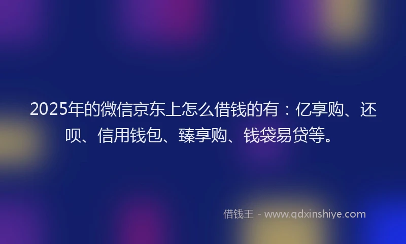 2025年的微信京东上怎么借钱的有：亿享购、还呗、信用钱包、臻享购、钱袋易贷等。