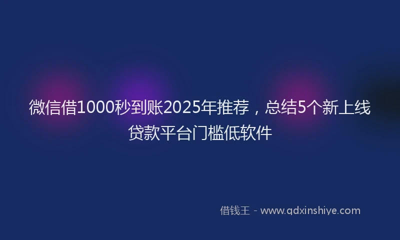 微信借1000秒到账2025年推荐，总结5个新上线贷款平台门槛低软件