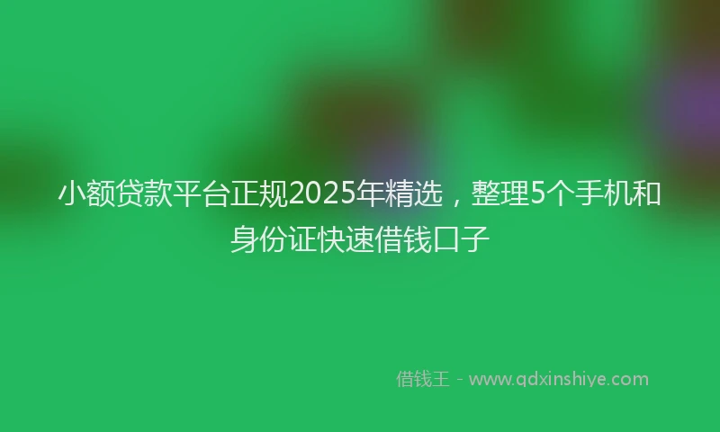 小额贷款平台正规2025年精选，整理5个手机和身份证快速借钱口子