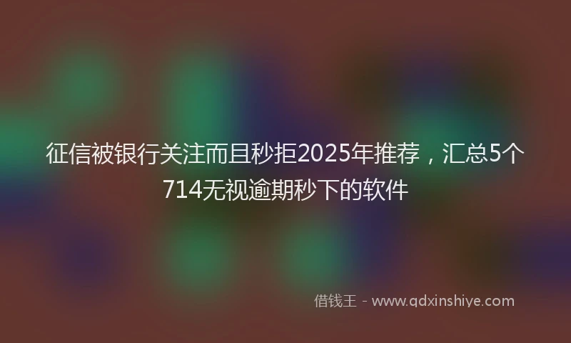 征信被银行关注而且秒拒2025年推荐，汇总5个714无视逾期秒下的软件