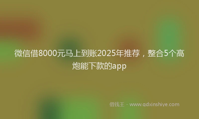 微信借8000元马上到账2025年推荐，整合5个高炮能下款的app