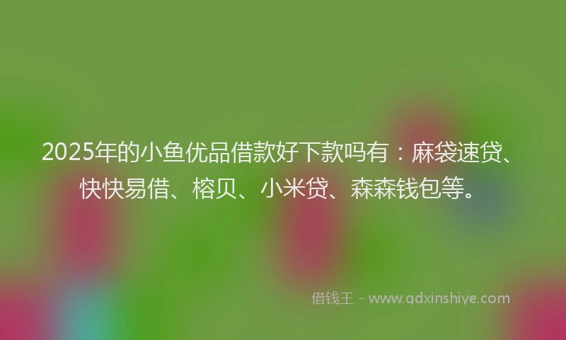 2025年的小鱼优品借款好下款吗有：麻袋速贷、快快易借、榕贝、小米贷、森森钱包等。