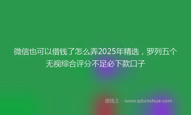 微信也可以借钱了怎么弄2025年精选，罗列五个无视综合评分不足必下款口子