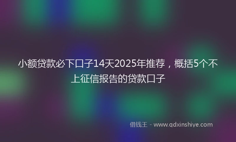 小额贷款必下口子14天2025年推荐，概括5个不上征信报告的贷款口子