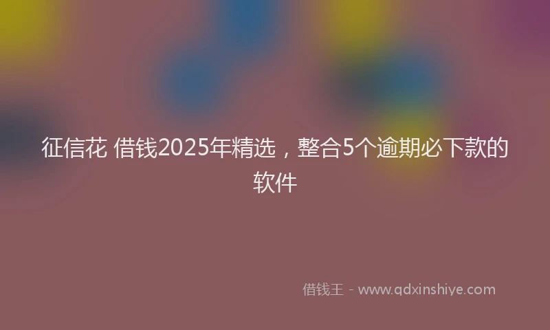 征信花 借钱2025年精选，整合5个逾期必下款的软件