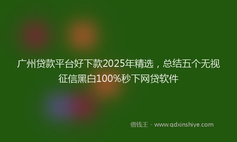广州贷款平台好下款2025年精选，总结五个无视征信黑白100%秒下网贷软件