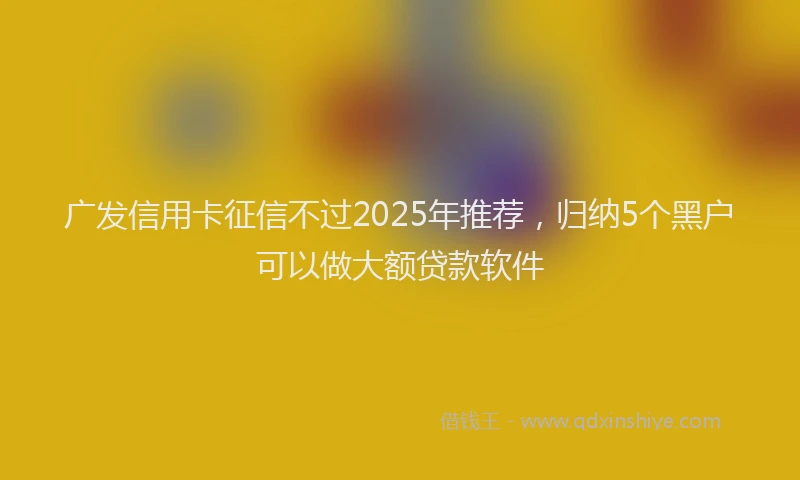 广发信用卡征信不过2025年推荐，归纳5个黑户可以做大额贷款软件