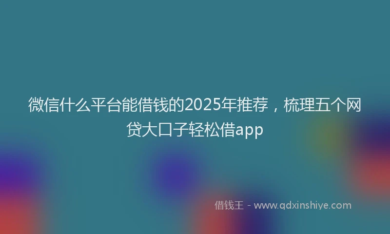 微信什么平台能借钱的2025年推荐，梳理五个网贷大口子轻松借app